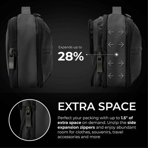 Briggs & Riley Expandable Essentials Kit - Toiletry Travel Bags for Women & Men, Organizer for Vacation, Compact Dopp Kit for Bathroom Accessories, Makeup, & Skincare - Baseline Collection, Black