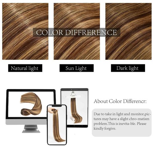 FoxFace Clip in Hair Extensions Real Human Hair, Thick Extensions from Root to Tip, Natural Hair Clip Ins, Balayage Chocolate Brown to Caramel Blonde,24 Inch 120g 7Pcs