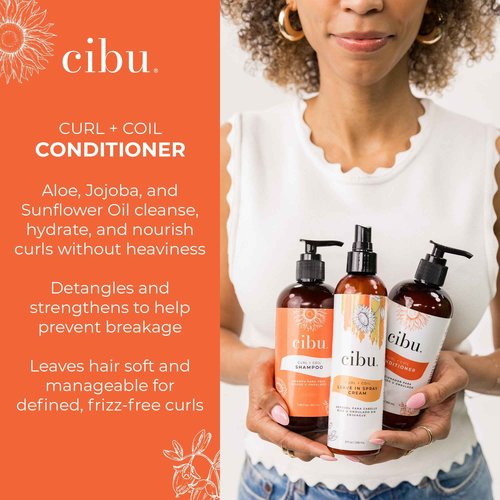 CIBU Curl + Coil Conditioner 30076 Cleanses, Hydrates, Nourishes, Revitalizes, Detangles & Preserves Natural Curl + Coil for Frizz-Free Manageable Hair | Sulfate-Free & Gentle for Daily Use 1 Liter