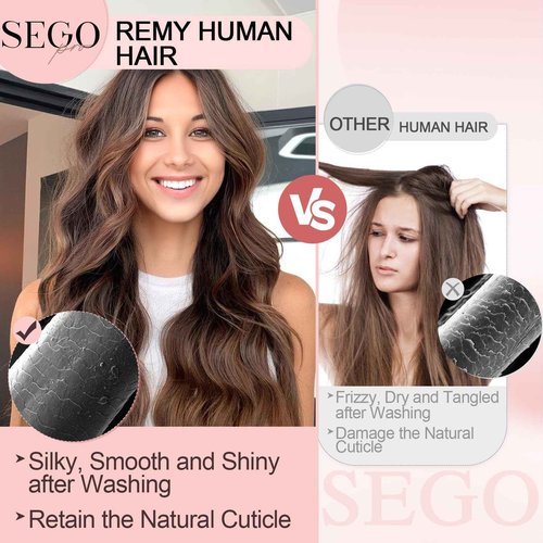 SEGO Pro 50pcs Nano Beads Hair Extensions Straight Nano Beads For Hair Pre-Bonded Seamless Nano Tip Real Human Hair，20Inch Dark Brown,50g