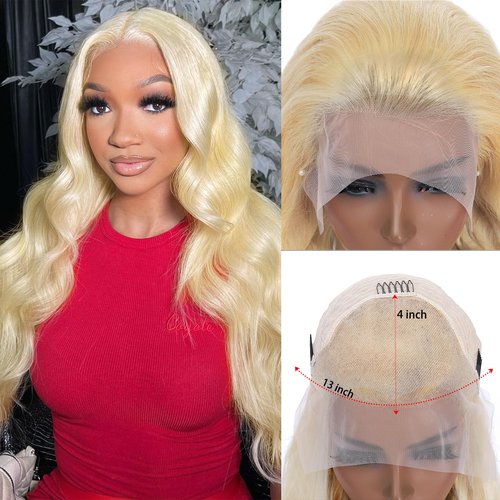 Miss Alle 613 Blonde Lace Front Wigs Human Hair HD Transparent 150% Density 13x4 Body Wave Pre Plucked with Baby Hair 22inch
