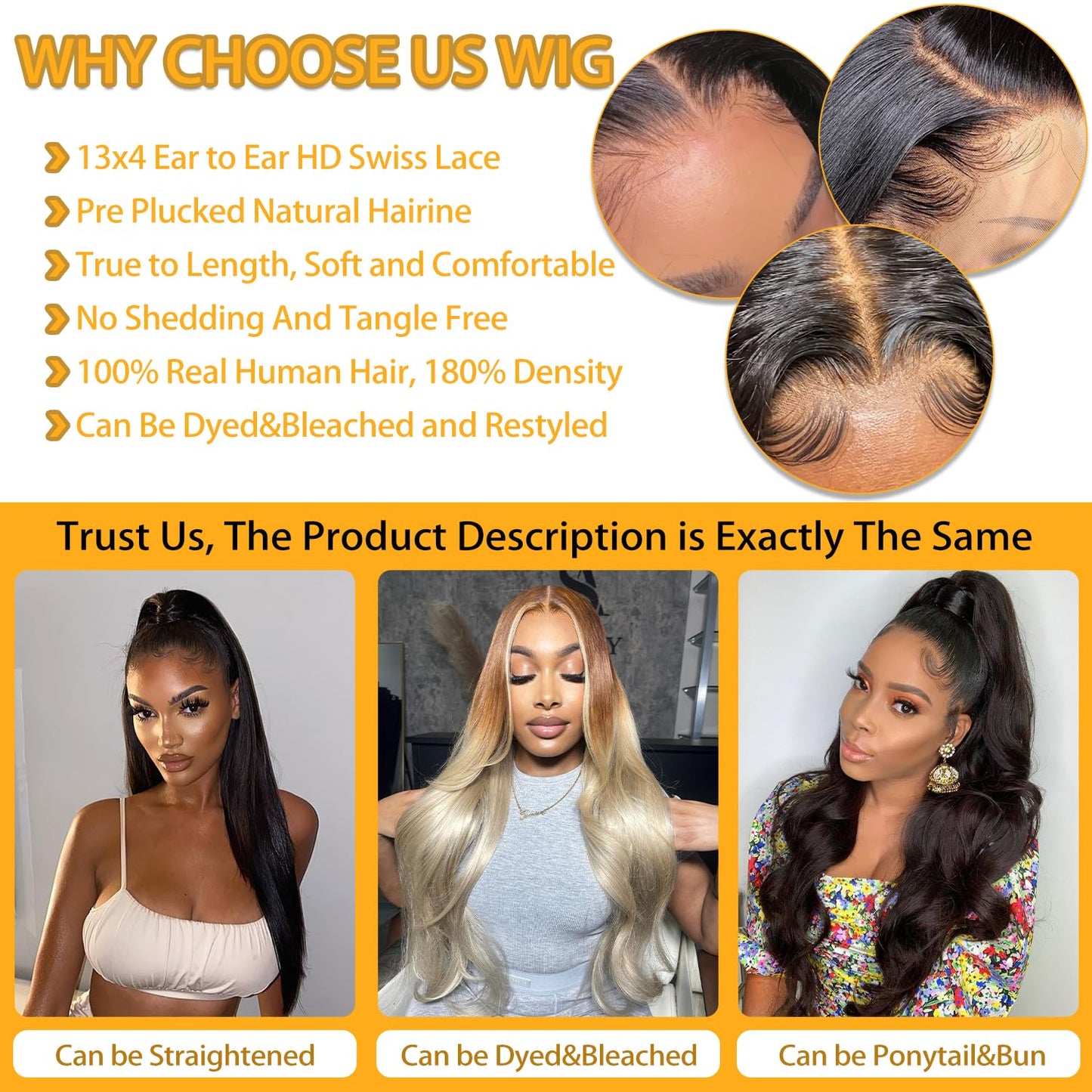 28 Inch Body Wave Lace Front Wigs Human Hair 13x4 HD Transparent Lace Frontal Wigs Human Hair for Women Brazilian Virgin 180 Density Glueless Wigs Human Hair Pre Plucked with Baby Hair Natural Black