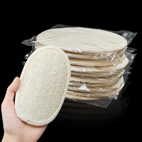 (50 Pcs) Kheoxusa Loofah Individually Wrapped,Individually Wrapped Loofahs,Individually Wrapped Loofah Exfoliating Body Scrubbers,Natural Loofah Luffa Pad Sponges Pouf Brush for Travel Bath Shower Spa
