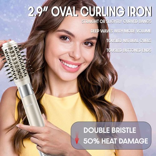6-in-1 Ionic Hair Dryer Brush, Hot Air Styler 110,000 RPM High-Speed Frizz-Free Auto Wrap Curlers, Blow Dryer Multi Air Styler Wrap for Fast Drying Straightening Volumizing Curling Styling