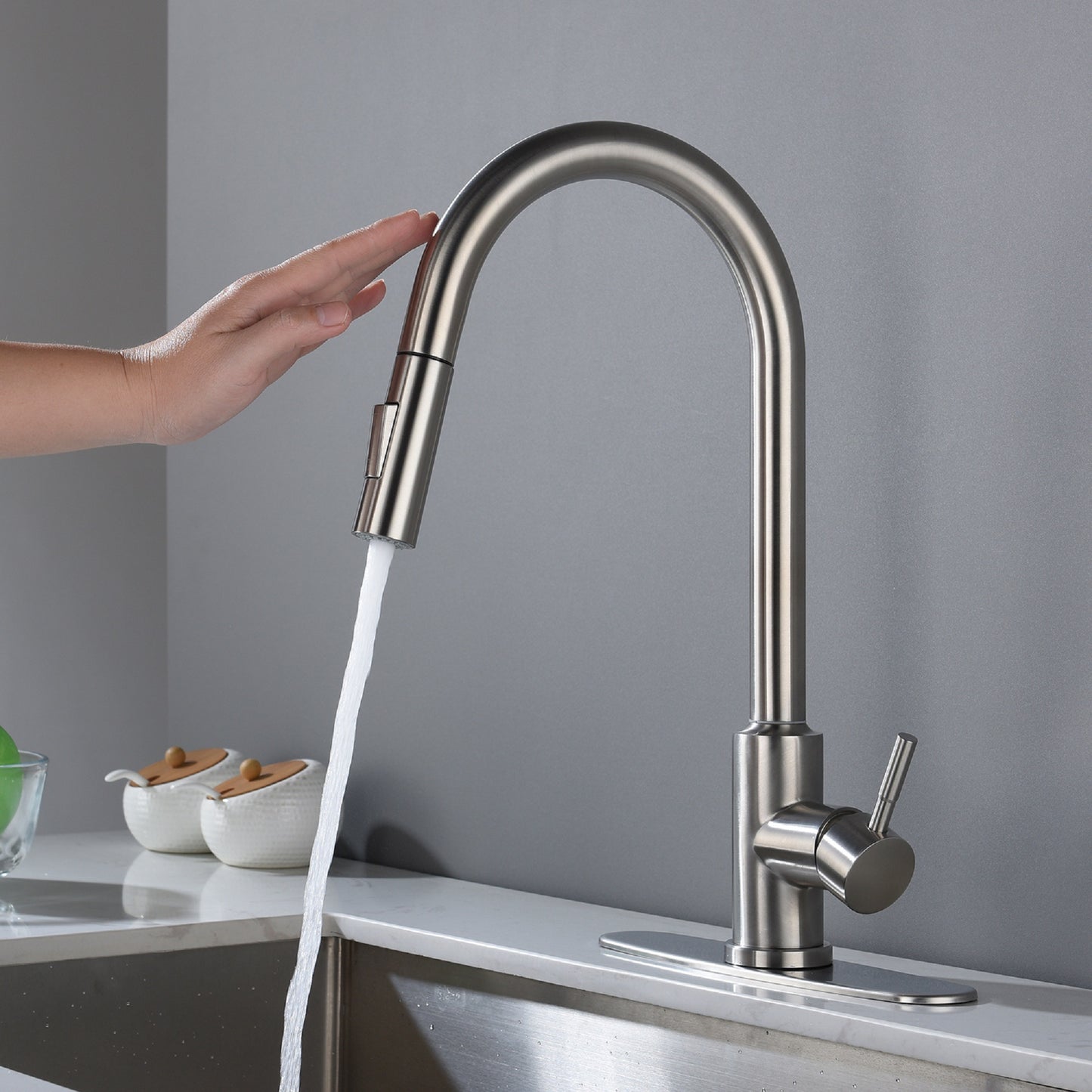 Touch Kitchen Faucet with Pull Down Sprayer - Brushed Nickel