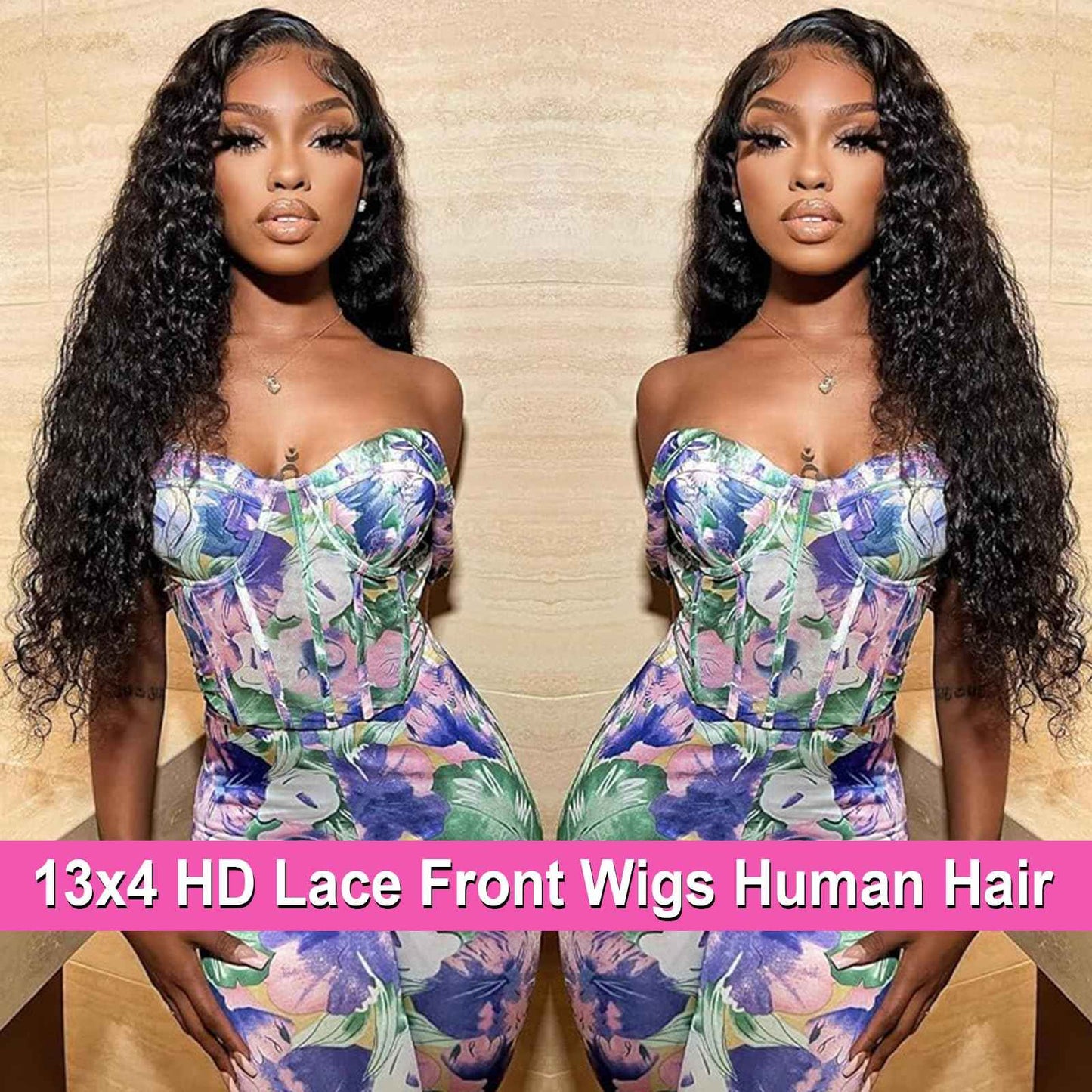 28 Inch Deep Wave Human Hair Lace Front Wig for Women 13x4 HD Transparent Lace Frontal, 180% Density Glueless, Pre - Plucked with Baby Hair in Natural Color