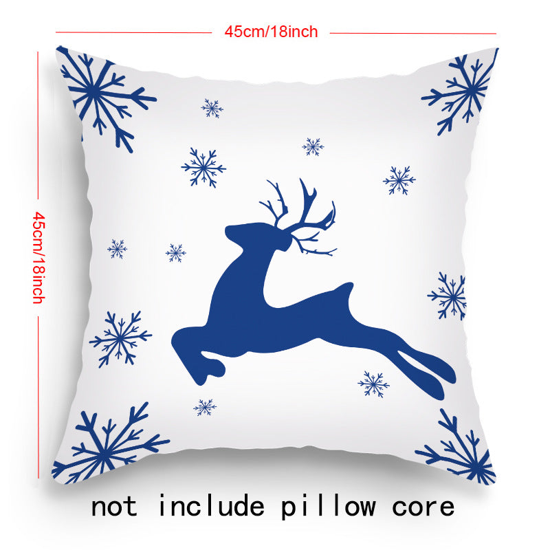 Holiday Cartoon Santa Claus Elk Pillow Cover 45x45cm Sofa Cushion Decor