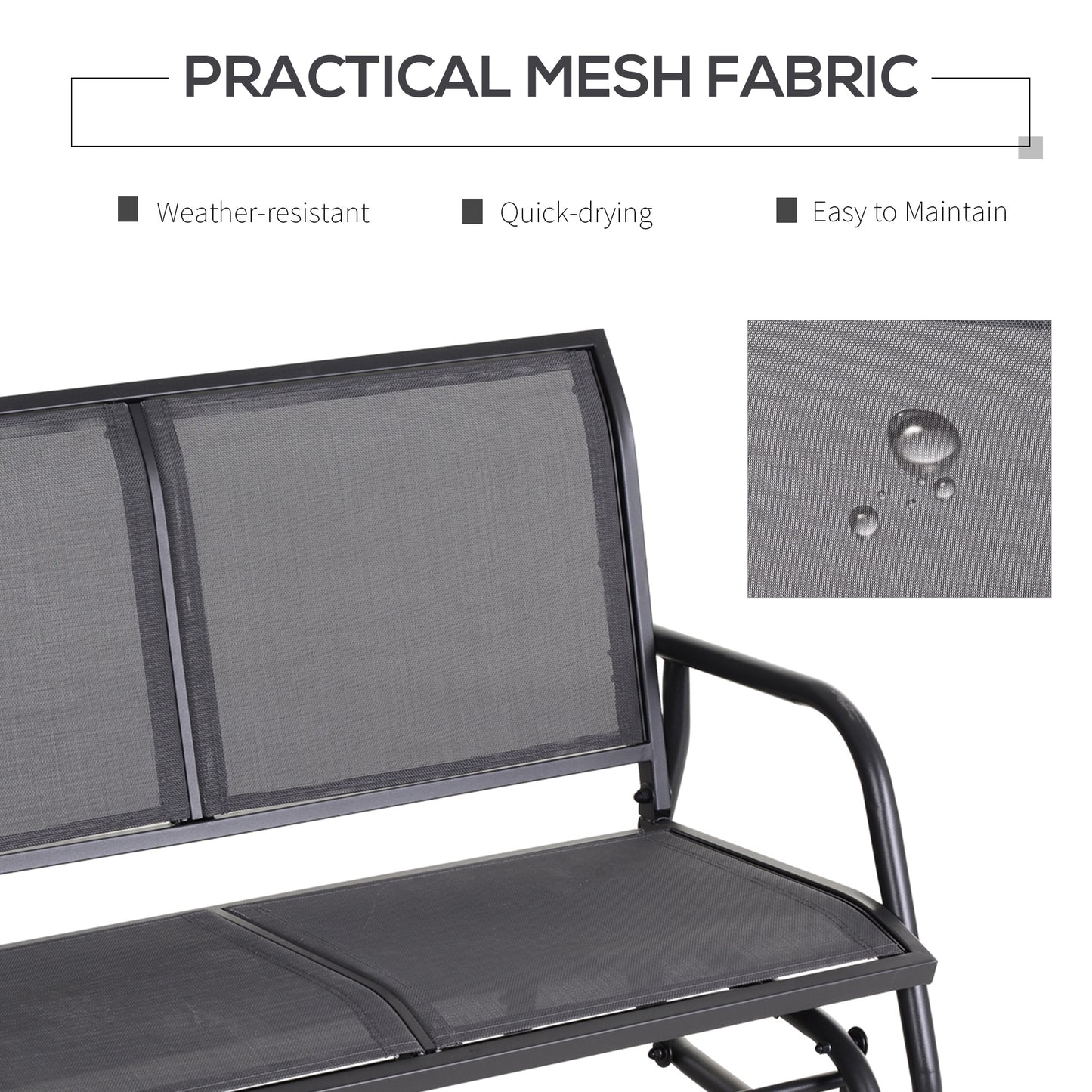 2-Person Outdoor Glider Bench Rocking Chair - Grey