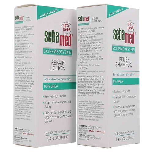 Sebamed Extreme Dry Skin 5% Urea Shampoo (200mL) and 10% Urea Lotion for Dry Itchy Skin and Scalp (Value Pack)