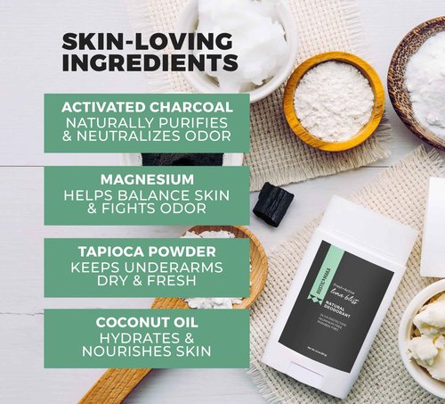Rustic MAKA Natural Deodorant, Luna Bliss, Aluminum Free, Paraben Free, Baking Soda Free, Deodorant for Women, Activated Charcoal + Magnesium, Cruelty-Free, 3-Pack