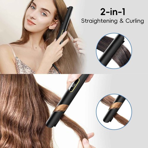 Nicebay 1” Titanium Flat Iron, Fast Heating Hair Straightener & Curler,with 5 Temp Settings, Negative Ion Technology,Travel-Friendly, Smooth Salon Design