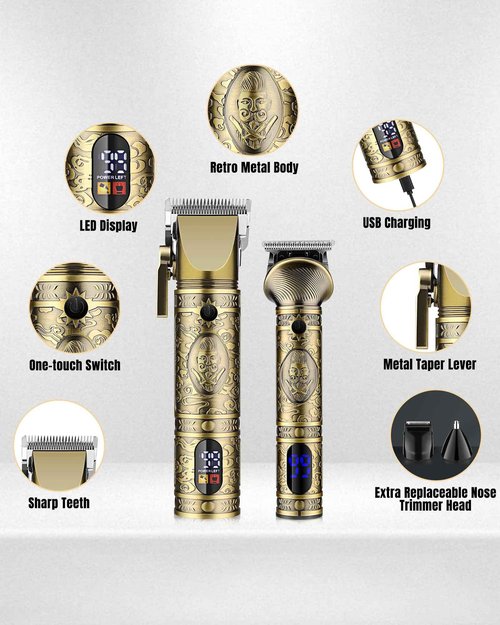 AMULISS Professional Hair Clippers for Men - Cordless Hair Clippers and Trimmers Set Barber Clippers Hair Cutting Kit Mens Beard Trimmer Nose Hair Trimmer Gift for Men