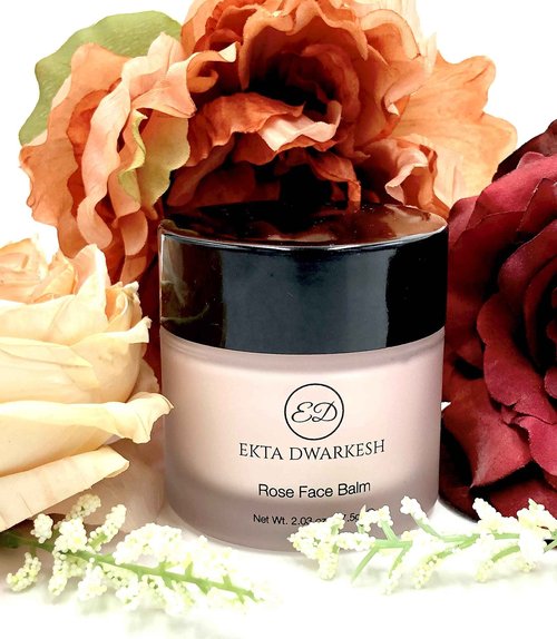 Ekta Dwarkesh Rose Face Balm- Face Cream Infused with Rose Extracts- Vegan and Cruelty Free 2.03 oz