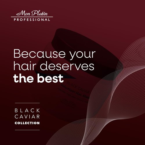 Mon Platin Professional Black Caviar Volumizing Hair Mask for Fine, Thin, and Fragile Hair - Enriched with Black Caviar, Deep Conditioning, SLS/Salt-Free, 500ml