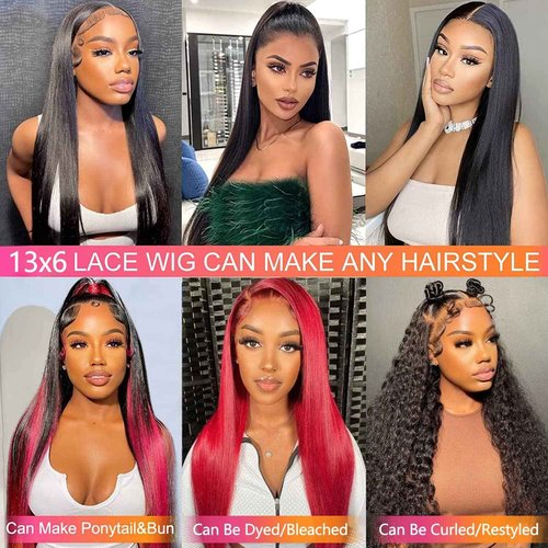 tobasew 13x6 Straight Lace Front Wigs Human Hair 200 Density HD Transparent Lace Frontal Human Hair Wigs for Women Glueless Wigs Human Hair Pre Plucked 20 Inch