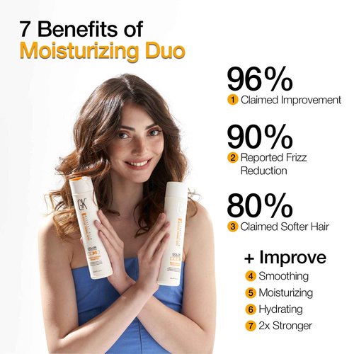 Global Keratin GK Hair Moisturizing Shampoo and Conditioner Set 300ml I Vent Brush (2.5 Inch) Rubber Handle