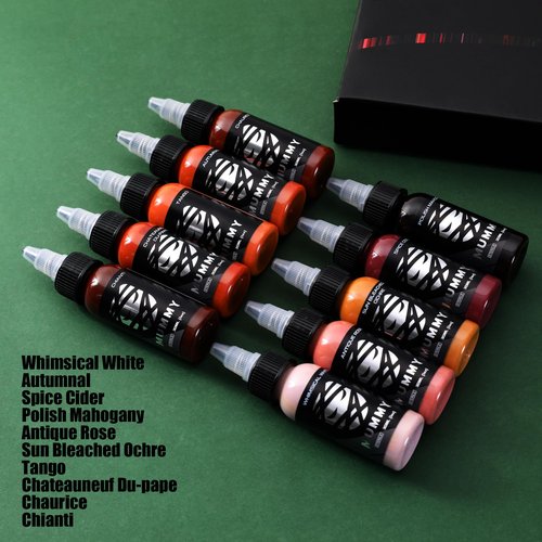 Mummy 10pcs Flesh Tone Tattoo Ink Set, 1 oz (30ml) Tattoo Pigment Kit for Professinoal Tattoo Artists