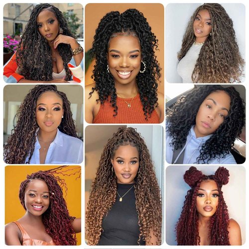 Forevery Goddess Locs Crochet Hair 22 Inch Faux Locs Crochet Hair for Black Women 6 Packs Boho Crochet Locs With Curly Ends 1B