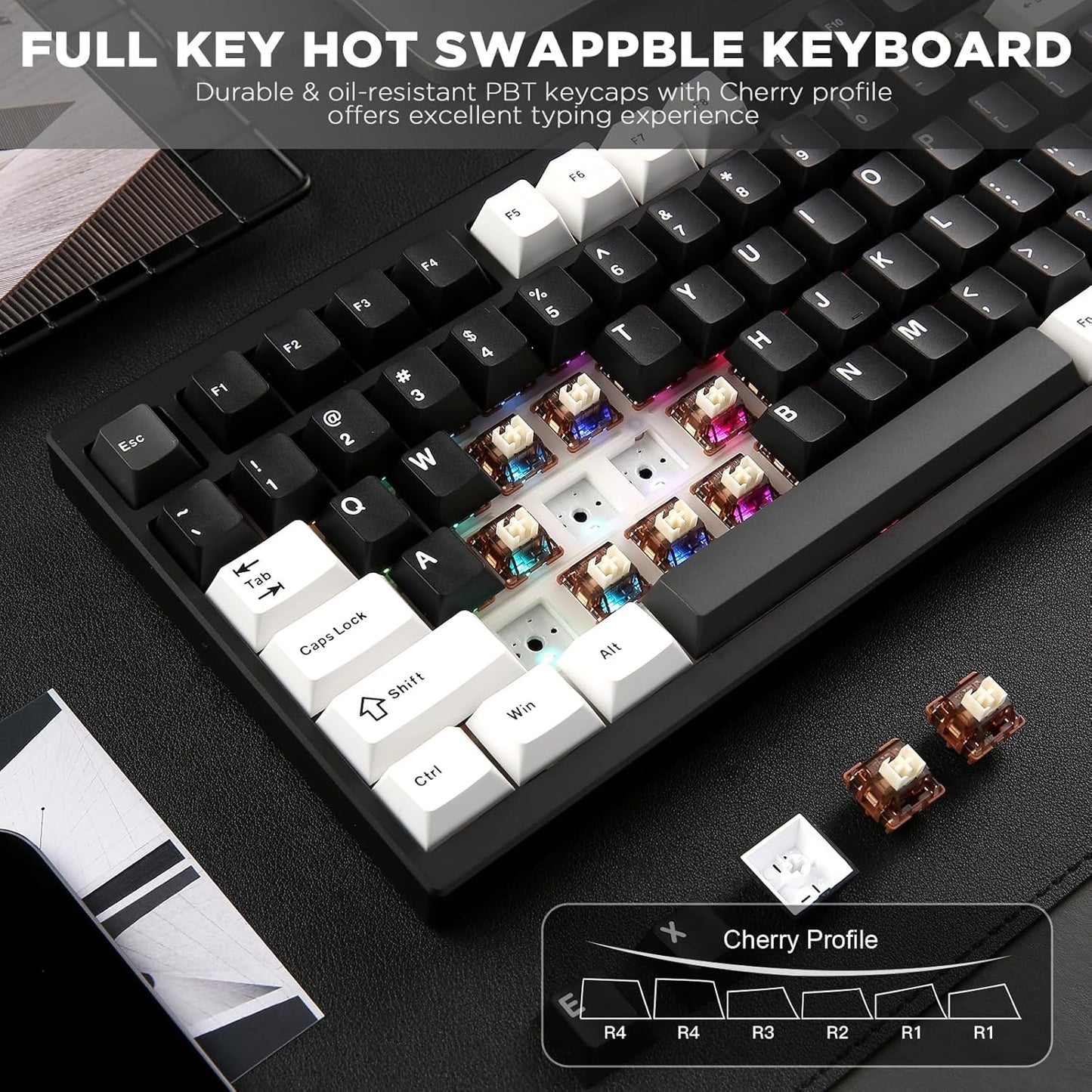 YUNZII AL80 Wireless Mechanical Keyboard,Full Aluminum CNC, Smart LCD Display,Hot Swappable Gasket Mount 75% Layout with Knob,BT/2.4G/USB-C,QMK/VIA Support for Win/Mac (Silver, Gateron Zero Switch)