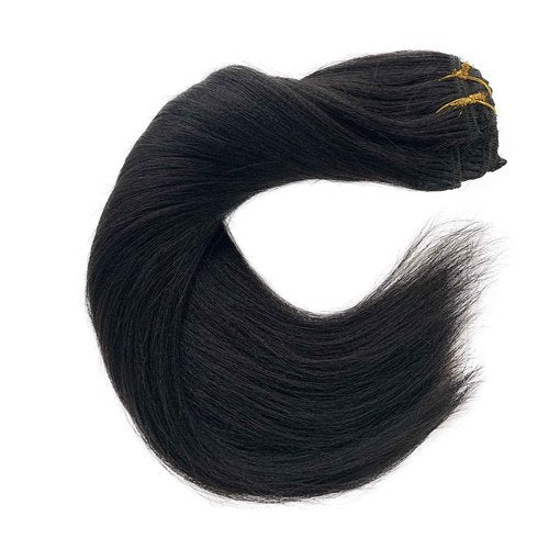Yaki Straight Clip in Hair Extensions for Black Women 1b Natural Black Clip in Extensions Real Human Hair 120grams 7pcs Double Weft Light Yaki Straight Clip in Human Hair Extensions 18 Inch