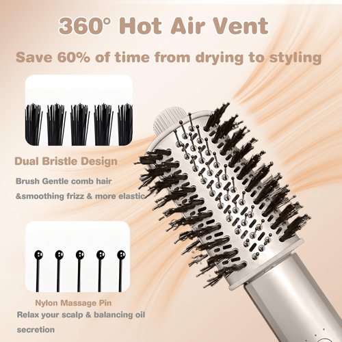 Hair Dryer Brush and 8 in 1 Hair Styler, Blow Dryer Brush with 110,000 RPM High-Speed Negative Ion, Multi Hair Styler with HD Digital Display for Fast Drying Straightening Curling (Black)