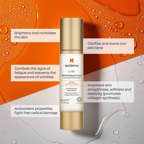 Sesderma C-VIT Revitalizing Gel Cream, Powerful Antioxidant Gel Cream Infused with Vitamin C & Hyaluronic Acid for Youthful, Vibrant Skin, 1.7 fl oz