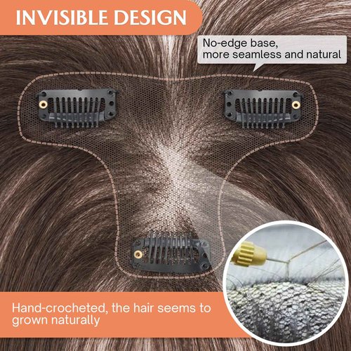 Benehair Clip in Bangs 100% Real Human Hair Extensions 360° Cover Clip on 3D Wispy Bangs for Women Topper Hairpieces for Women Dark Brown