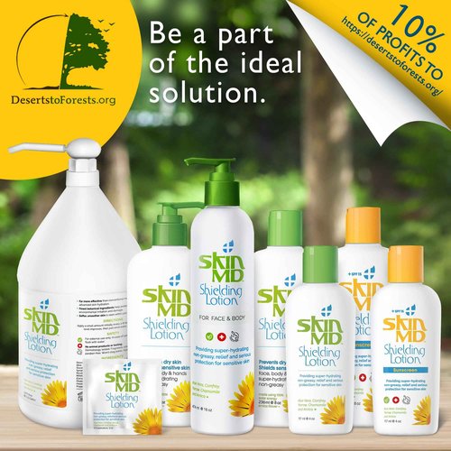 Skin MD Shielding Lotion 4oz - 3 Pack Hydrating Body Lotion for Sensitive Skin with Dispenser | Non-Greasy, Fast-Absorbing Moisturizer with Plant-Based Ingredients, Eczema & Psoriasis Relief