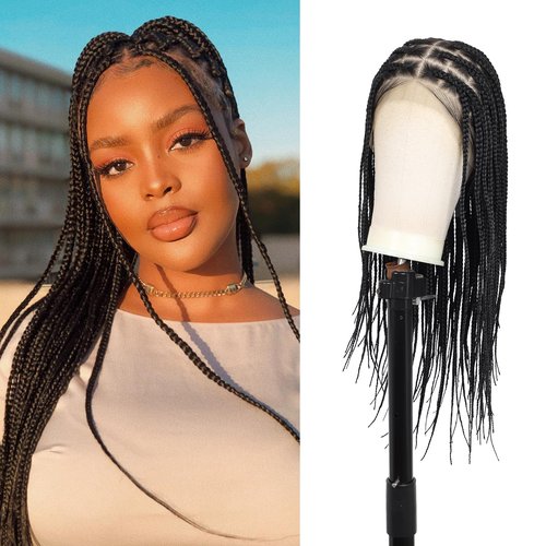 Youthfee 13x8 HD Lace Front Box Braided Wigs for Women Knotless Braided Lace Wig With Baby Hair Full Lace Braiding Wig 24" Premium Synthetic Braid Lace Front Wigs