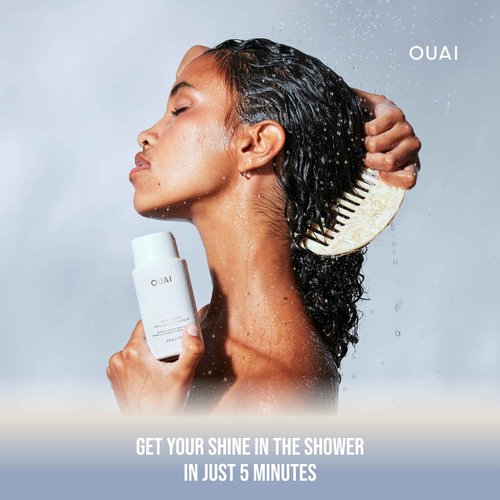 OUAI Hair Gloss and Fine Shampoo Bundle - Fine Hair, Shine, Frizz-Control, Volumizing, Heat Protection (2 Count, 6 Oz/ 10 Fl Oz)