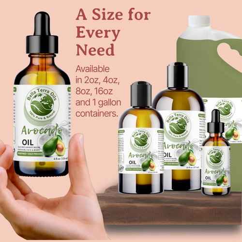 Bella Terra Oils Pure Avocado Oil for Skin and Hair Nourishment – 1gallon, Rich in Nutrients, Hydrating, Shine Enhancer