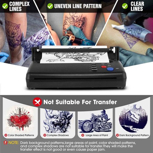 GVOTPLOP Tattoo Stencil Transfer Printer with 20pcs Tattoo Stencil Paper Transfer Machine Thermal Copier Tattoo Kit Copier Printer