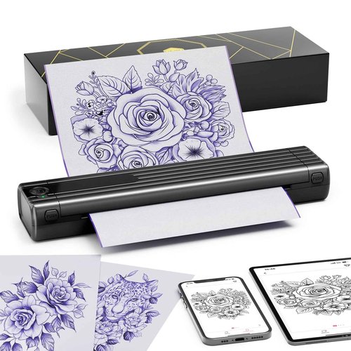 COLORWING Tattoo Stencil Printer, TP83 Upgrade Wireless Tatoo Printer with 10pcs Transfer Paper, Professional Tattoo Printer Compatible with Smartphones & PC