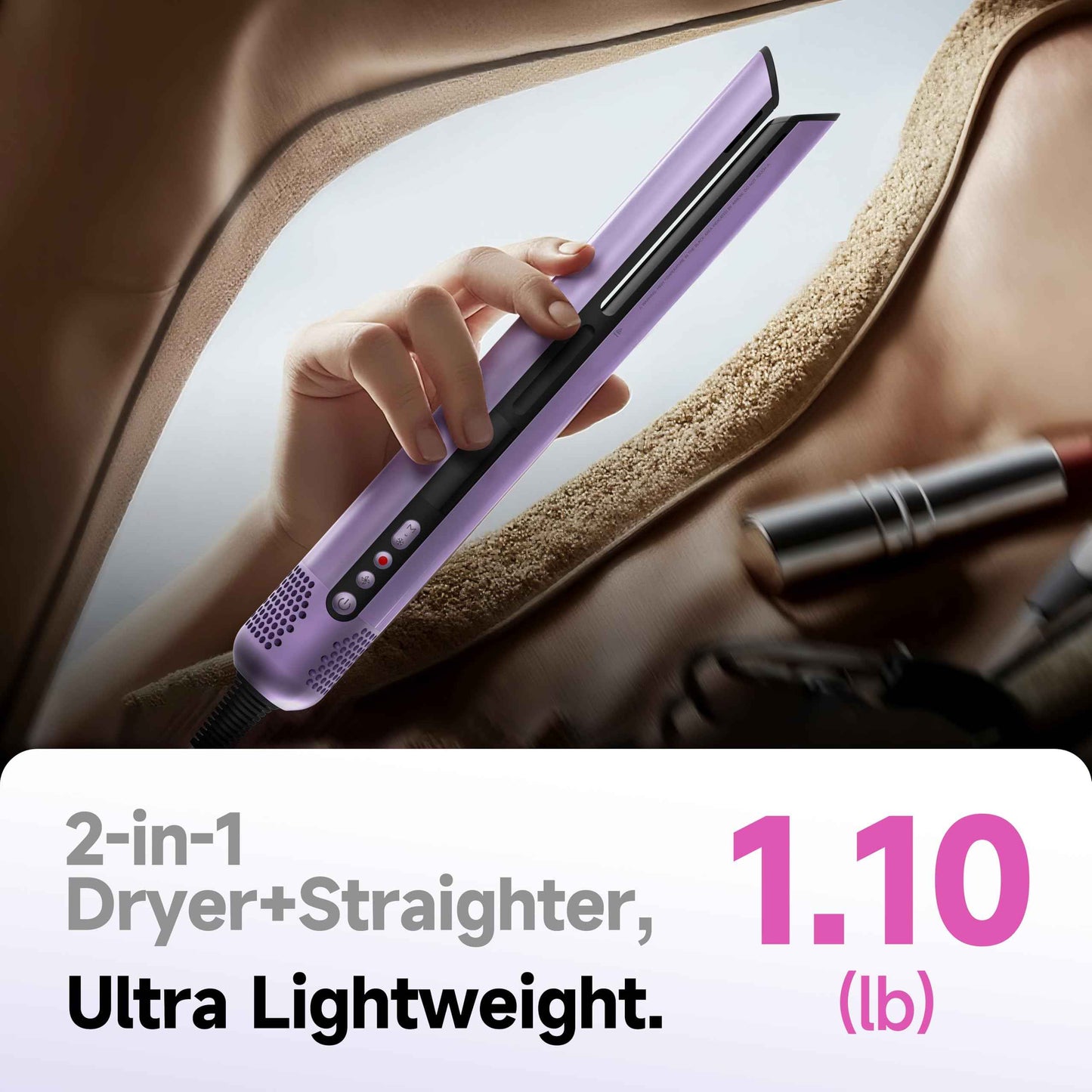 Hair Dryer Air Straightener Non-Movable Clamp Flat Iron No Heated Plates No Damage No Hand-Feeding Automatic Draws Hair Straighteners 2 in 1 Dry & Straight Styling Blower Tool for Women 1A to 2A Hair