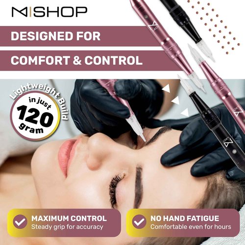 M Permanent Makeup Machine - Microblading Machine, Eyebrow Tattoo Machine - Microshading, Lip, Ombre Brows Machine - Wireless Machine Kit - Achieve Flawless Results (Machine, Pink)