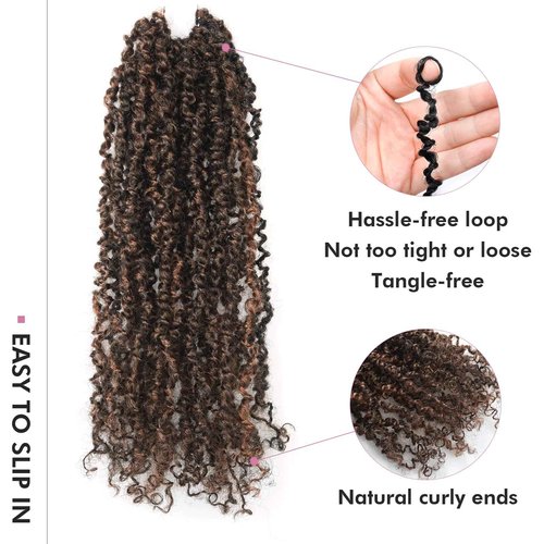 Toyotress Yanky Twist Crochet Hair - Fluffy Spring Mini Twist Passion Twist, Pre-Looped Crochet Braids Braiding Hair (6 Inch, F1B/30-8P)