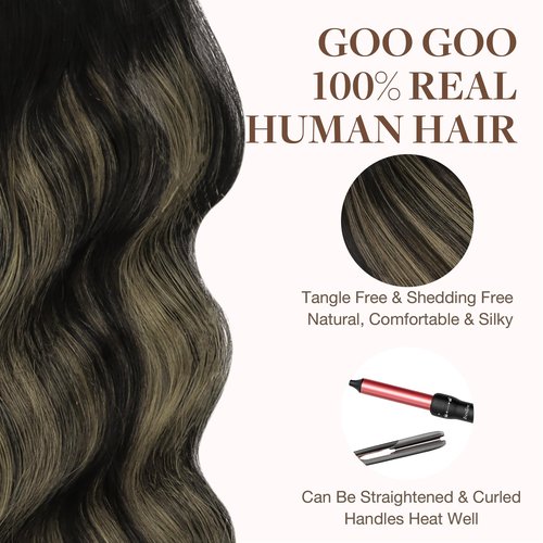 GOO GOO Tape in Hair Extensions Human Hair, 1B/19/1B Natural Black to Light Blonde, 22inch 50g 20pcs, Skin Weft Seamless Invisible, Silky Straight with Thick Ends, Remy Human Hair
