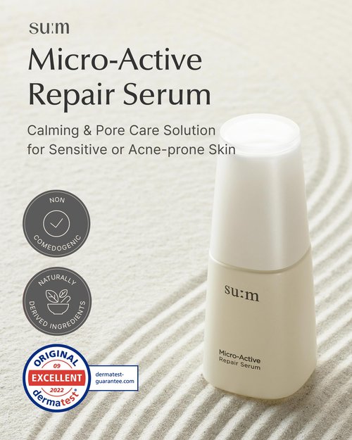 SU:M Micro-Active Repair Serum Set (3-piece set) - Hydrating and Calming Korean Skincare Serum for Sensitive and Acne-Prone Skin, Reduces Pores and Enhances skin tone