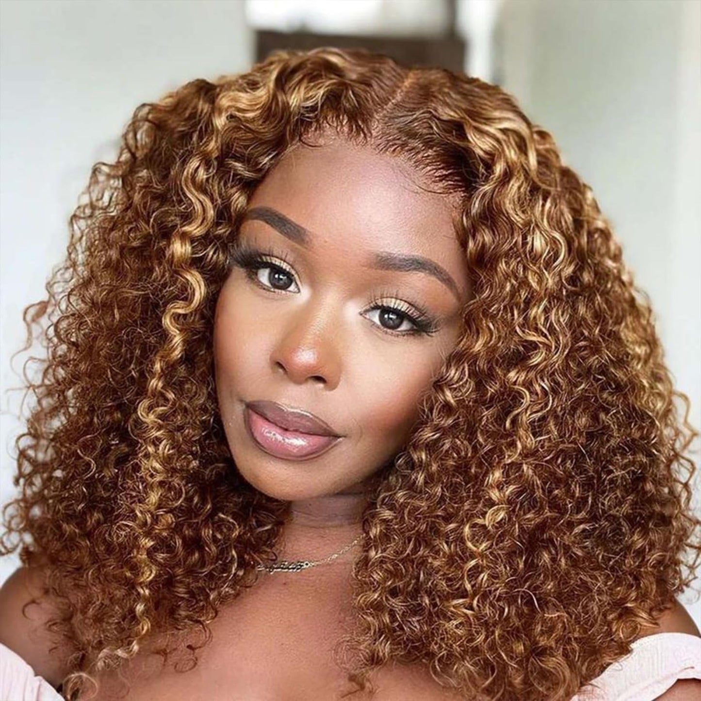 Punmasa 18 Inch Bob Wig Human Hair 13x6 Frontal Lace Wig 200% Density Highlight Ombre Lace Front Wigs Human Hair Pre Plucked Bob Wigs for Women 4/27 Curly Human Hair Wig