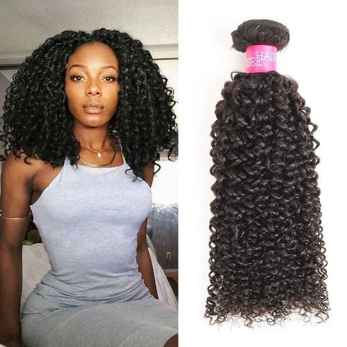 ISEE Hair Virgin Malaysian Deep Curly Jerry Curly Human Hair 3 Bundles,100% Unprocessed Human Hair Extensions Natural Black Can Be Dyed 10 12 14inches