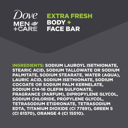 DOVE MEN + CARE Body and Face Bar Extra Fresh 3.17 oz, 48 Pieces