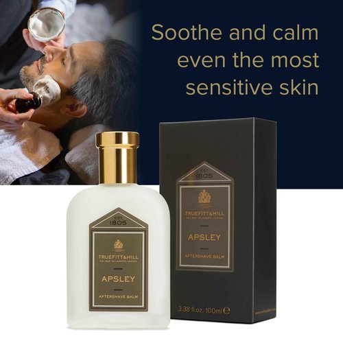 Truefitt & Hill Luxury Aftershave Balm - Apsley - Premium Soothing Moisturizer with Aloe Vera Extract - Ideal for Sensitive Skin, Razor Burn Relief, and a Silky Smooth Finish - 3.38 oz.