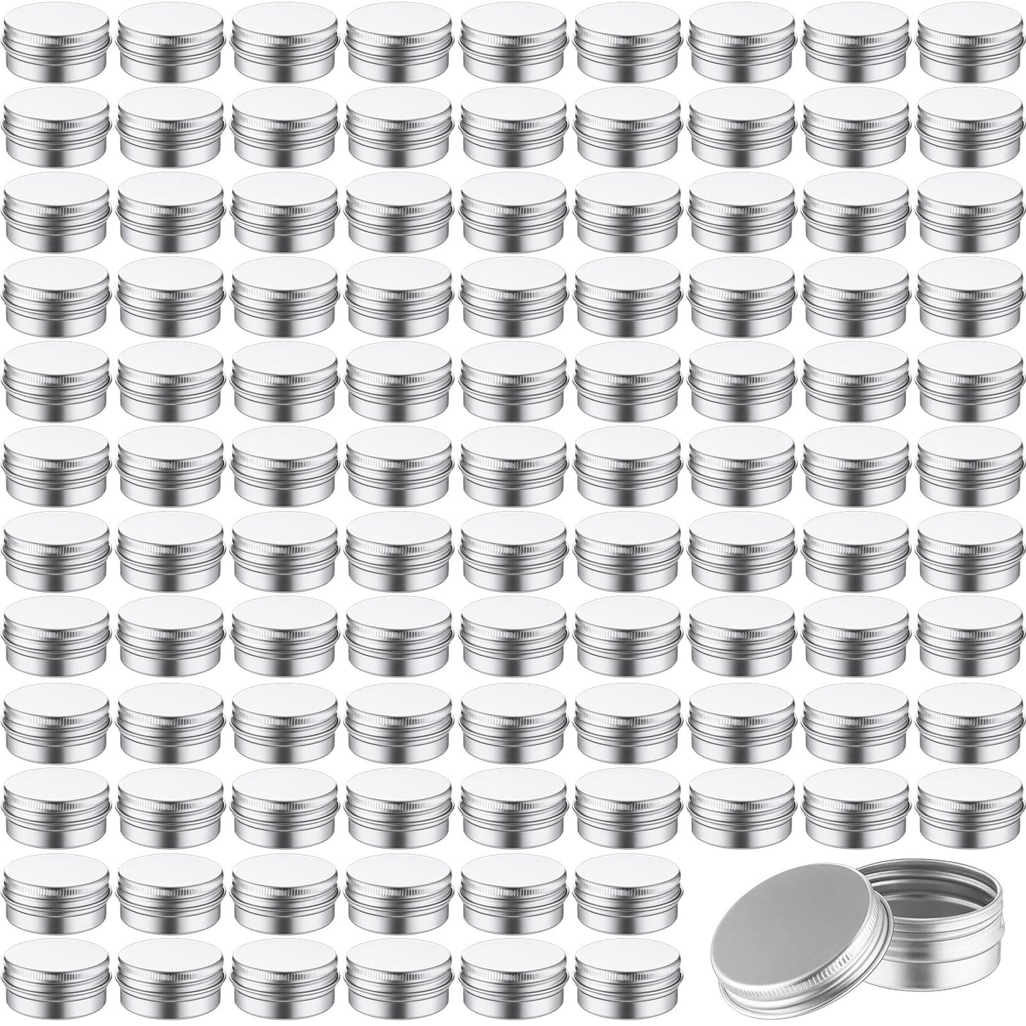 300 Pcs 1 oz Salve Tins with Lids Bulk Lip Balm Containers Round Metal Containers with Screw Top Lids Aluminum Silver Tin Cans for DIY Salve Candle