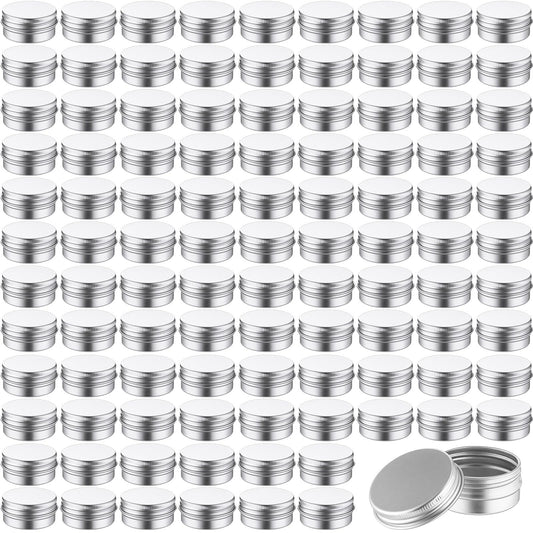 300 Pcs 1 oz Salve Tins with Lids Bulk Lip Balm Containers Round Metal Containers with Screw Top Lids Aluminum Silver Tin Cans for DIY Salve Candle