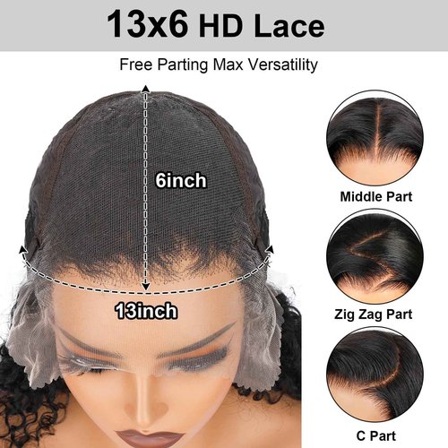 BEAUDIVA Kinkycurly Wig Human Hair 13x6 Lace Front Wigs Human Hair Afro Kinky Curly Wig 16 inch Pre Plucked 180% Density Black Jerry Curly Afro Kinky-Curly Natural Hairline Bouncy Thick Average Size