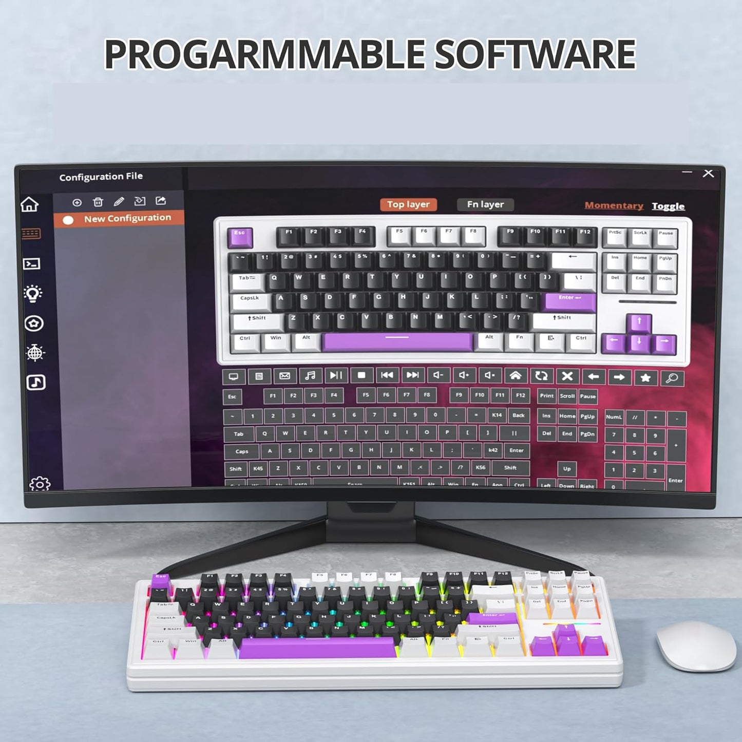 75% TKL Wired Mechanical Keyboard,RGB Backlit Gasket Mount 82 Key Hot Swappable Custom Linear Red Switch Gaming Keyboard with Volume Knob & PBT Keycaps (82 Monster B)