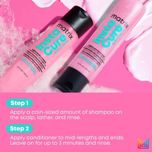 MATRIX Instacure Build-A-Bond Mighty Bonds Shampoo and Conditioner Set - Bond Repair For Very Damaged Hair, Strengthens, Adds Shine & Softens with Citric Acid & Squalane, Vegan, 33.8 FL Oz