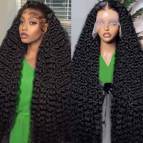 Jukabe 13x6 Lace Front Wigs Human Hair Pre Plucked HD Transparent Deep Wave Lace Frontal Wigs Human Hair for Women Glueless Wigs Human Hair 24 Inch