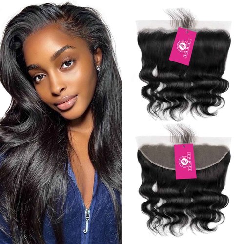 FalaFala Real Human Hair Ear to Ear 13x4 Body Wave Frontal Swiss Transparent Lace Pre Plucked Virgin Human Hair Frontals Bleached Knots Natural Hairline Front Piece Only 24 Inch