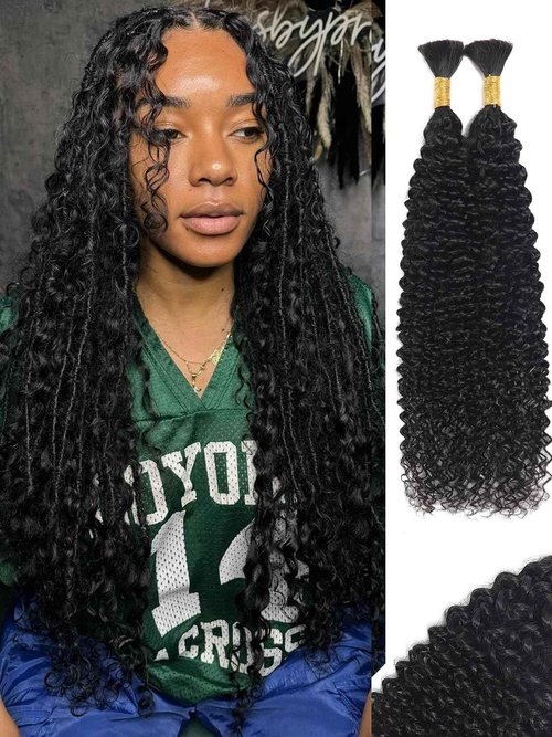 Boho Human Braiding Hair Curly Human Hair Braiding Hair For Boho Knotless Bohemian Micro Braiding Hair Human Hair 100g 2 Bulk Human Hair Bundles For Braiding No Weft Hair Extensions YNiSew